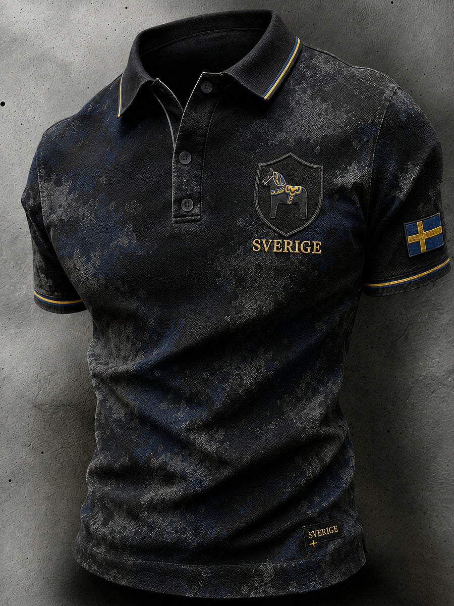 Herrar Retro Svensk Fotboll Supporterkonst Tryckt Avslappnat Tröja