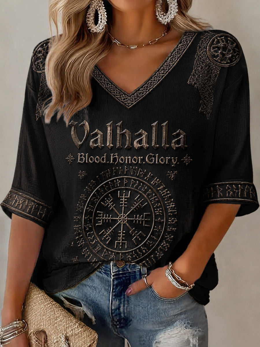 Kvinnlig Valhalla-print avslappnad t-shirt