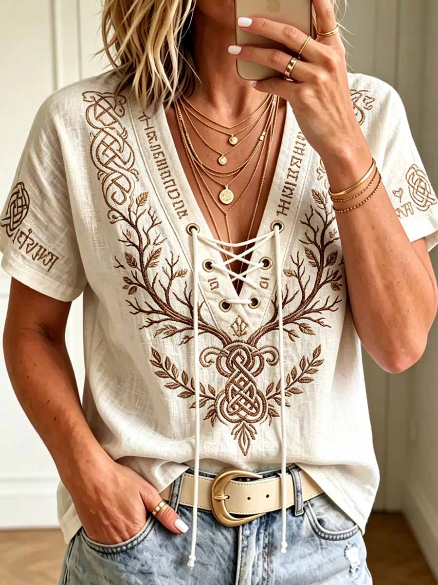 Dammode t-shirt med vikingatryck
