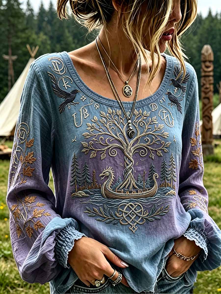 Dammode Viking Livets Träd Print T-shirt