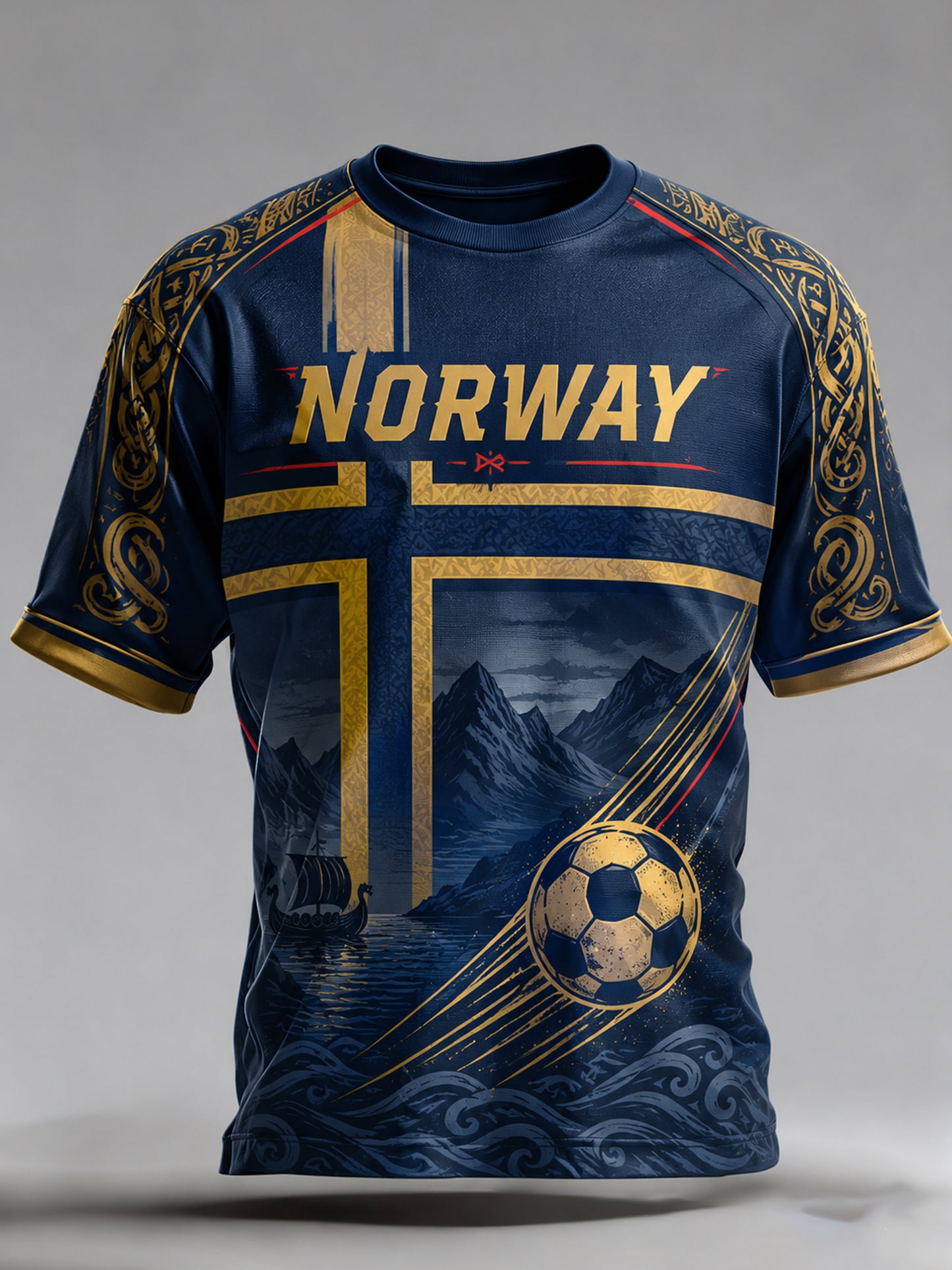 T-skjorte med grafikk for å heie på Norges herrelandslag i fotball