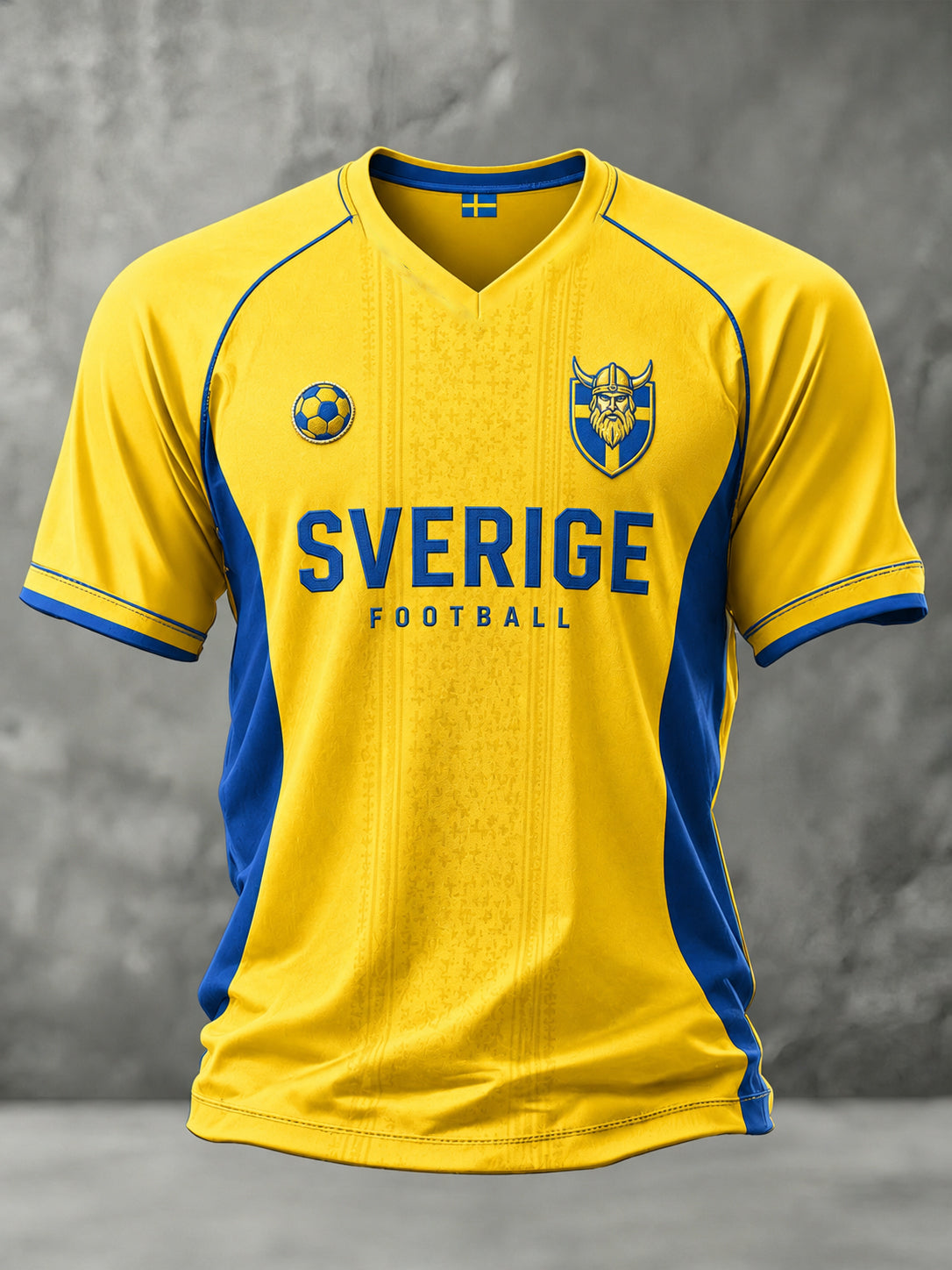 T-shirt med fotbollsmotiv, V-ringning och raglanärmar för män