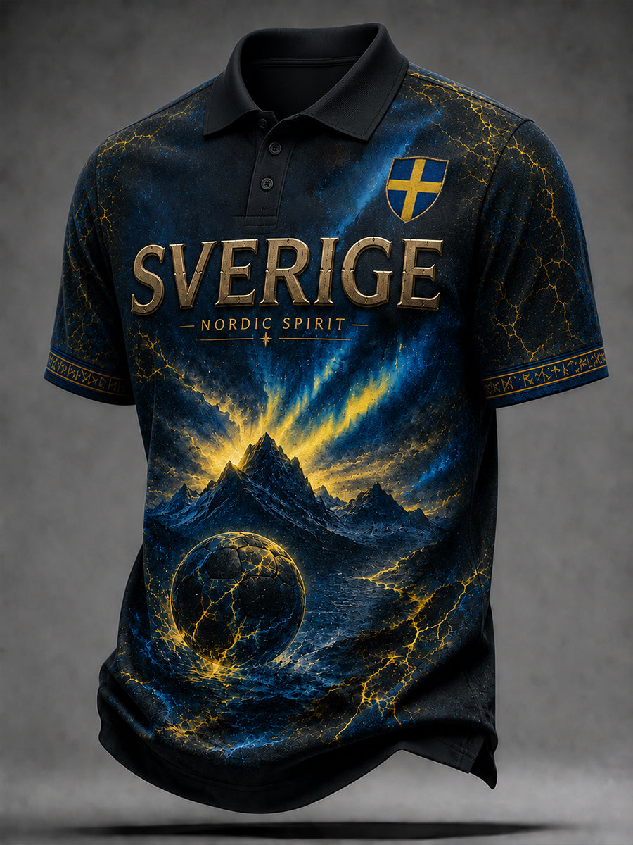 Retro svensk fotbollsfan-konsttryck avslappnad tröja