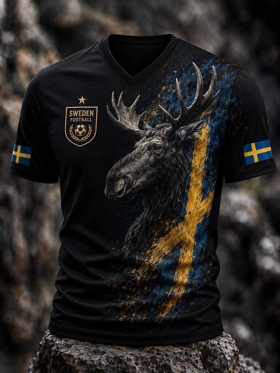 Retro svensk fotbollsfan-konsttryck avslappnad tröja