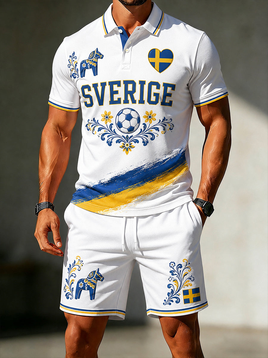 Retro svensk fotbollsfanart-print, avslappnad 2-delad set