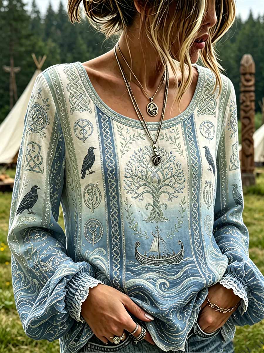 Dammode t-shirt med vikingatryck