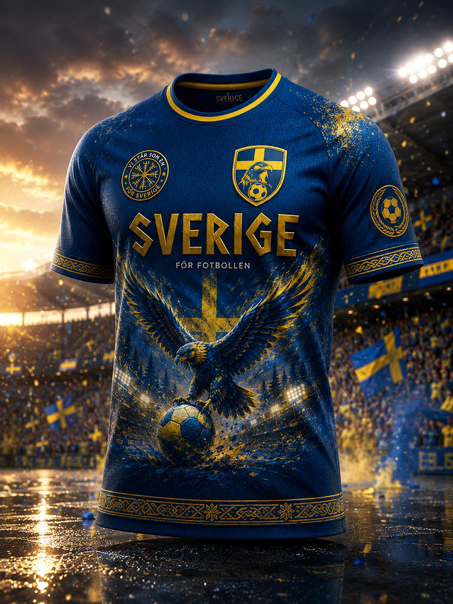 Mans Retro Svensk Fotboll Fan Konsttryck Lässig T-shirt