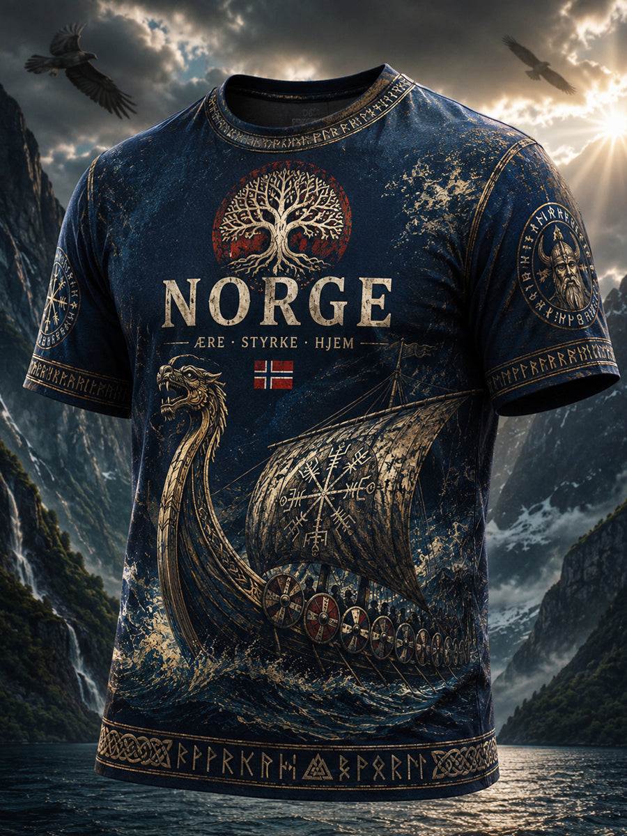 Retro «Norge Framover» Fritids-T-skjorte