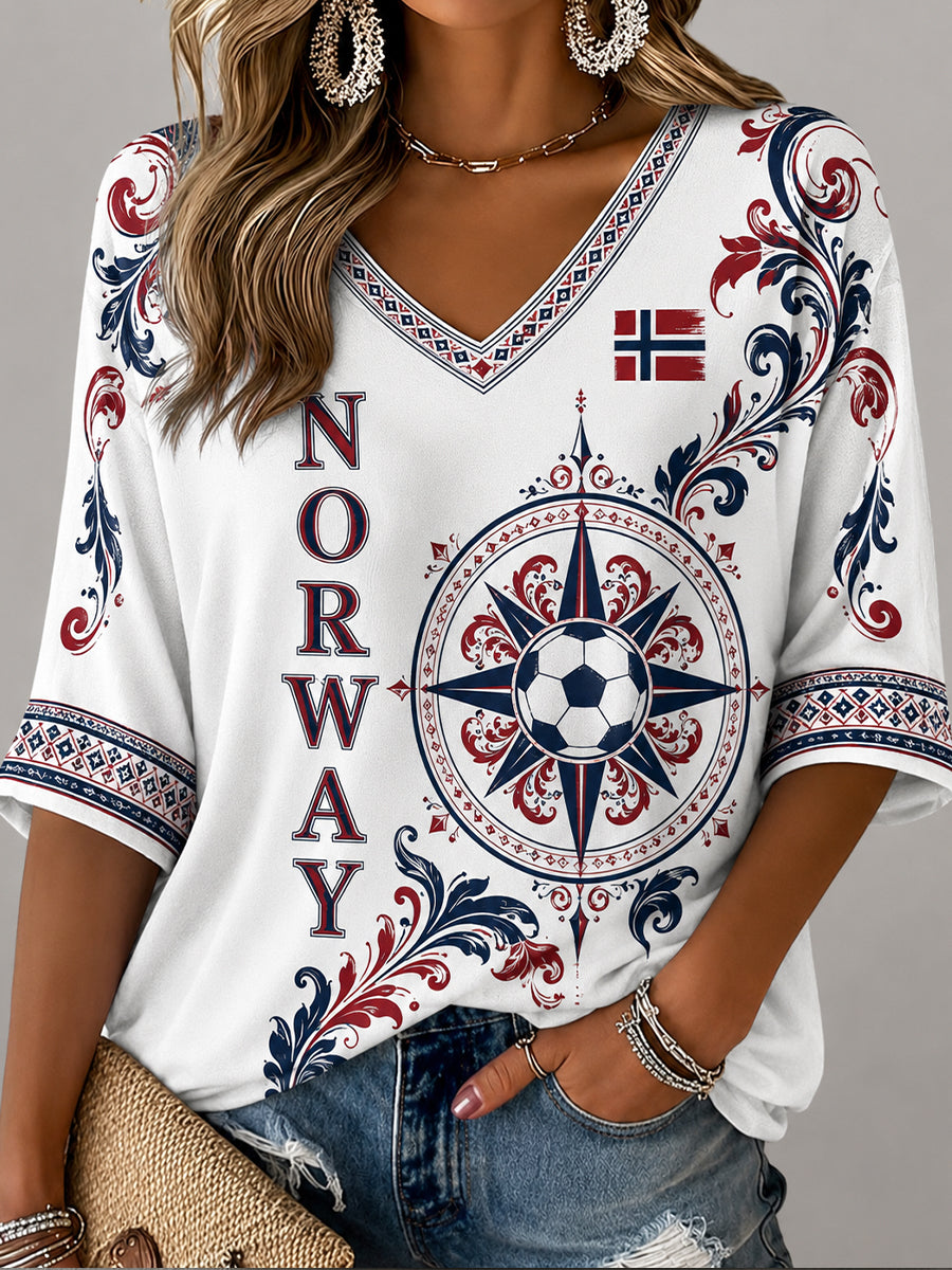 Norsk fotballfan kunst Skriv ut Casual Topp