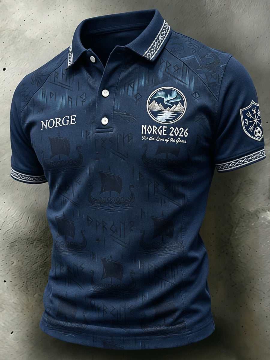 Retro Norge 2026 fotballkunst Casual Polo Skjort
