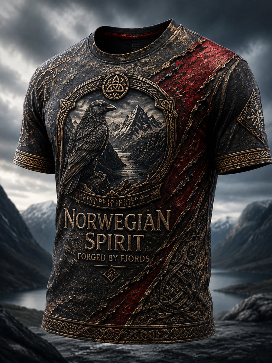 Vintage norsk krakelertrykk avslappet t-skjorte