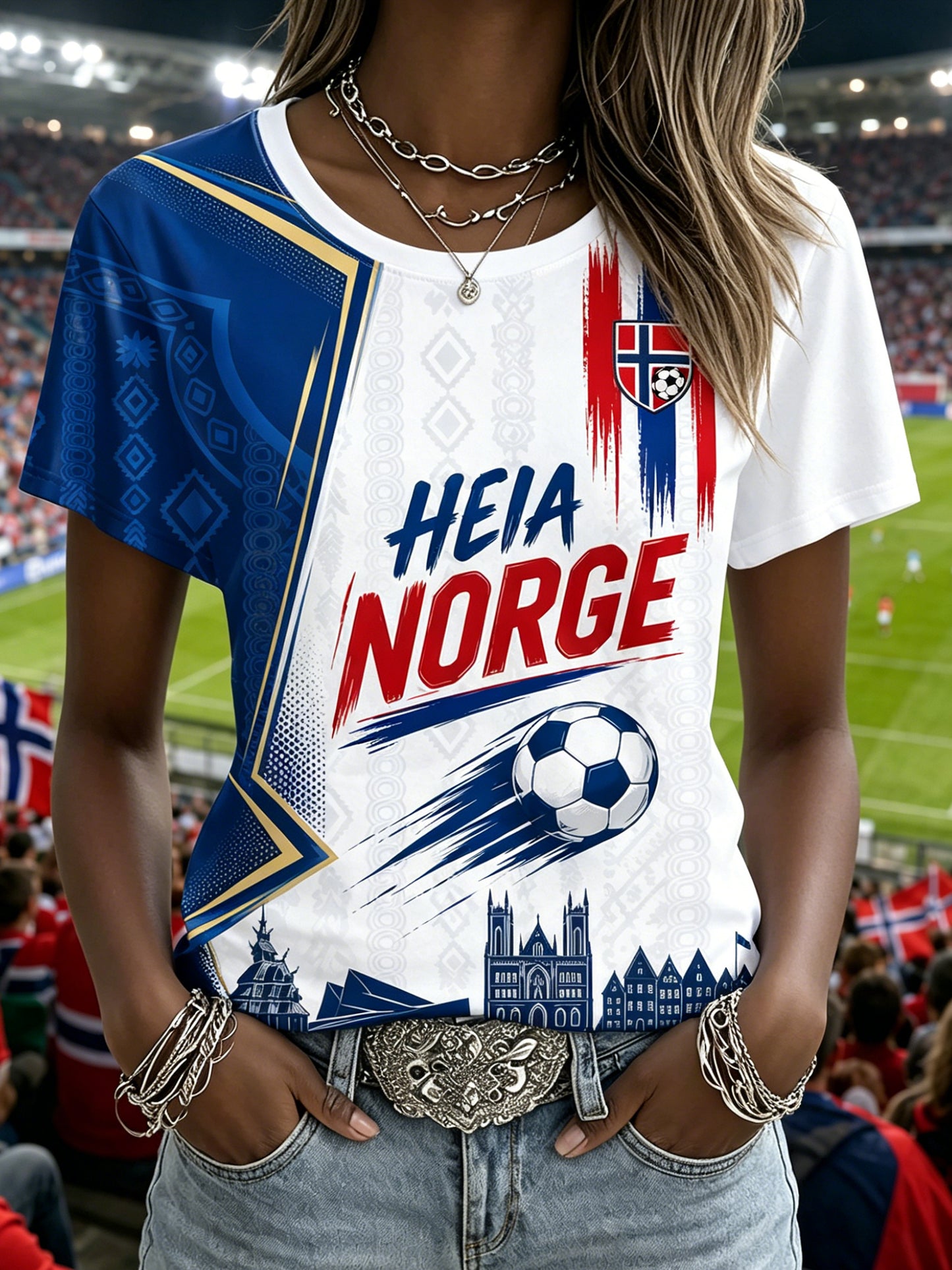 Kvinners Norge-fotballfan-T-skjorte - Kulturell og kunstnerisk trykk