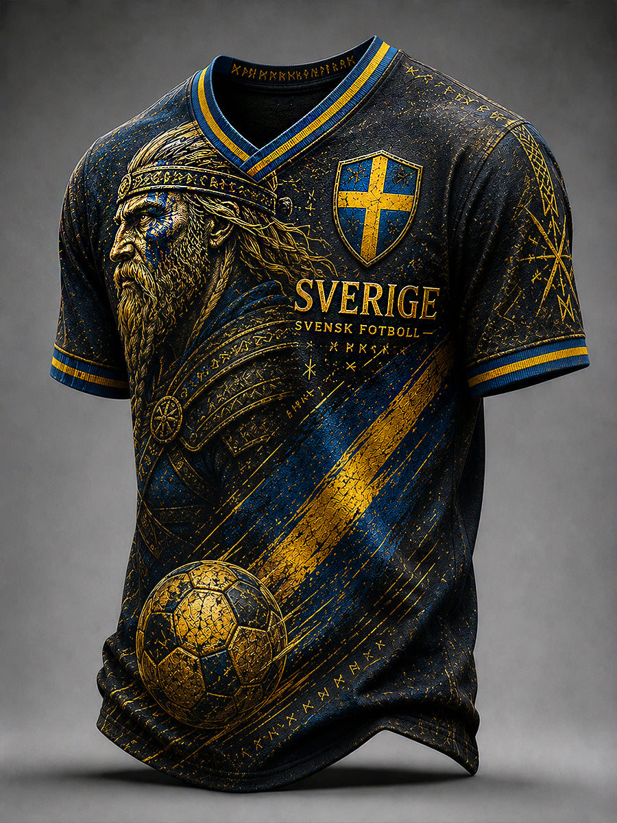 Retro svensk fotbollsfan-konsttryck avslappnad t-shirt tröja