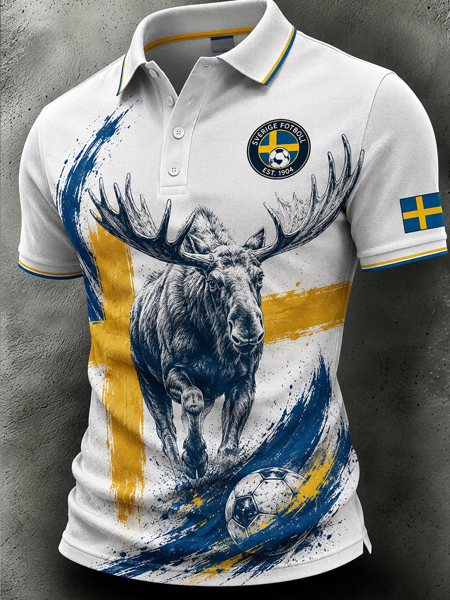 Retro svensk fotbollsfan-konsttryck avslappnad tröja