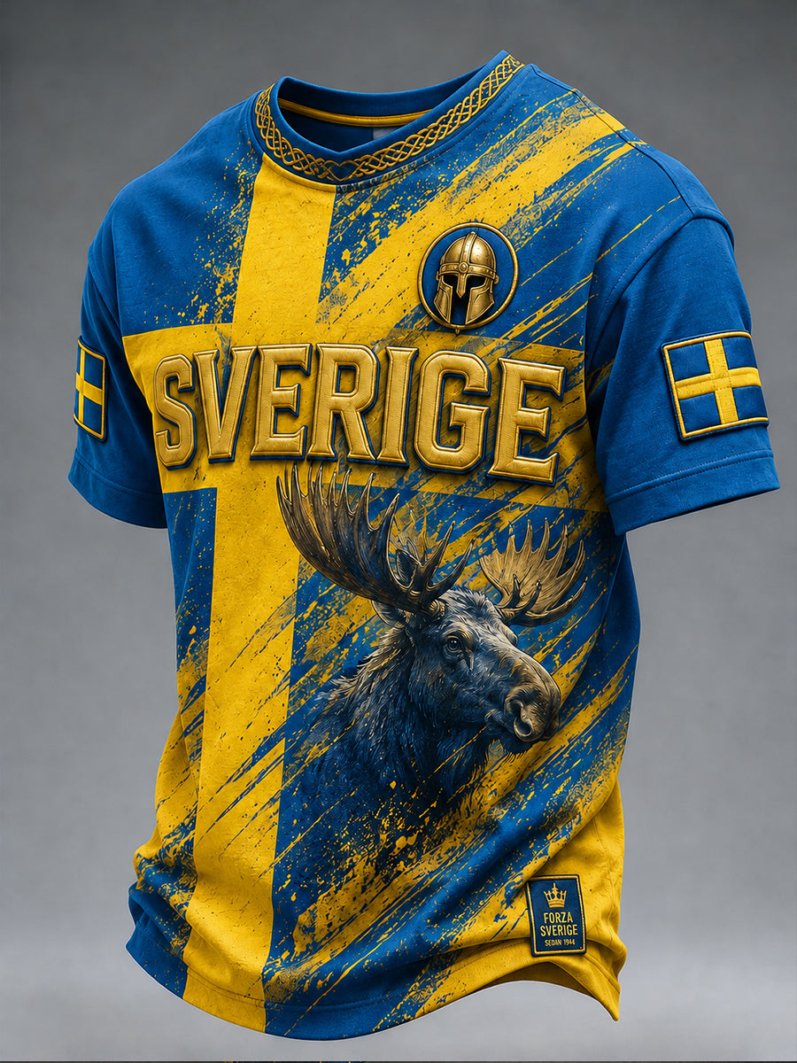 Retro svensk fotbollsfan-konsttryck avslappnad tröja