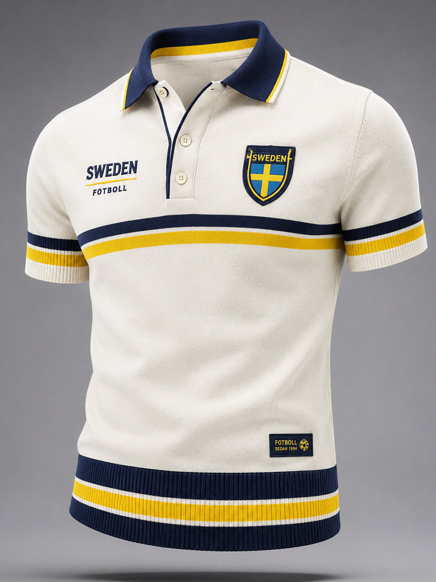 Retro svensk fotbollsfan-konsttryck avslappnad tröja