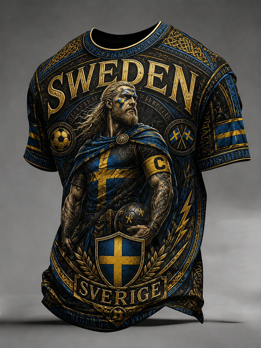 Retro svensk fotbollsfan-konsttryck avslappnad tröja
