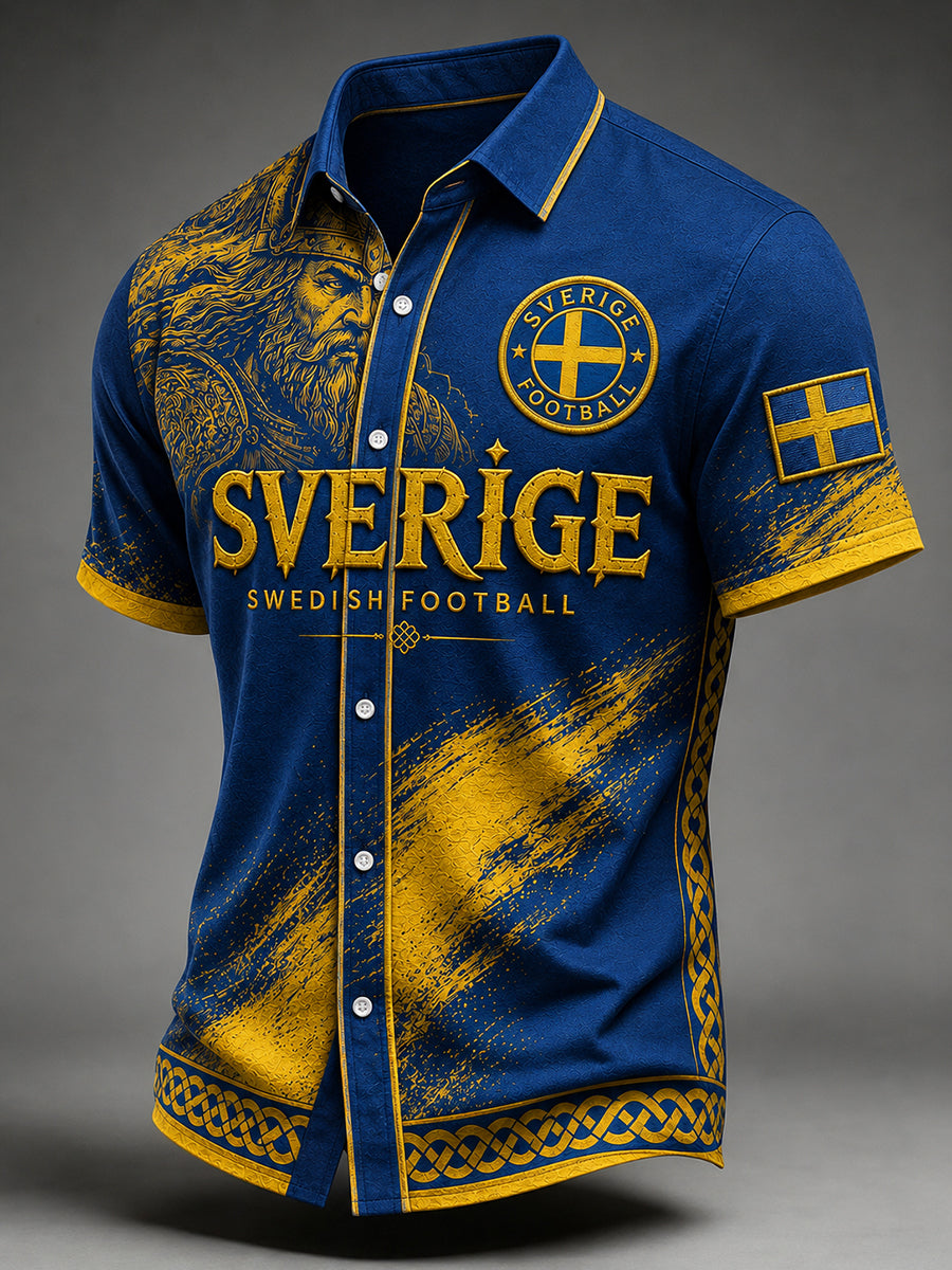 Retro svensk fotbollsfan konsttryck avslappnad tröja