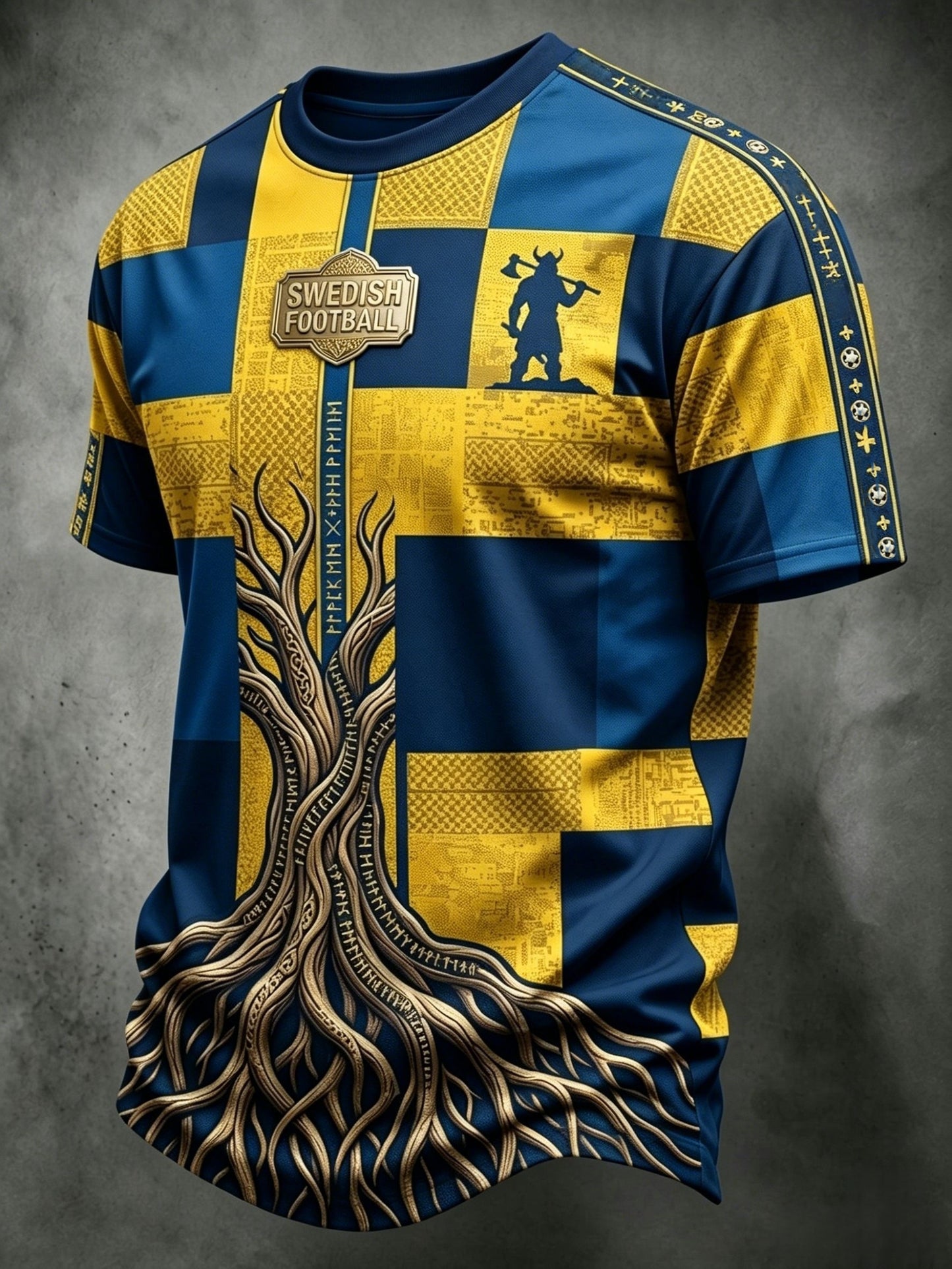 Retro Svensk fotbollsflaggbricka Casual Short-Shirt