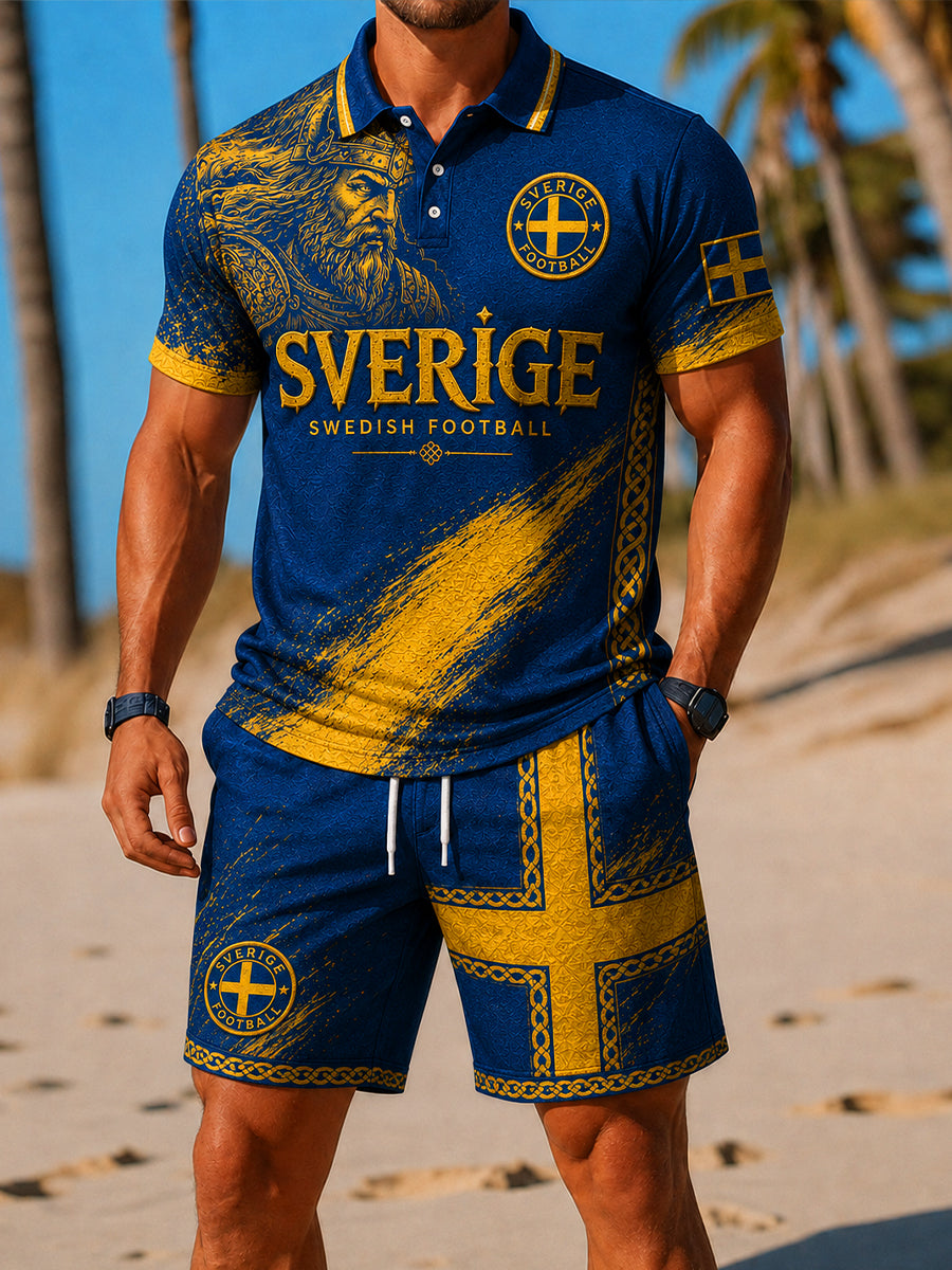 Retro Svensk fotbollsfläkt konst Skriv ut Casual 2-stycke Set