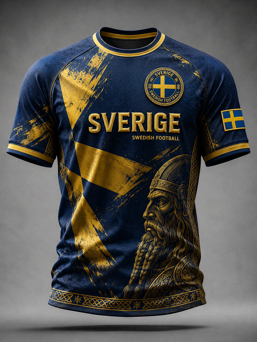 Retro svensk fotbollsfan-konsttryck avslappnad tröja