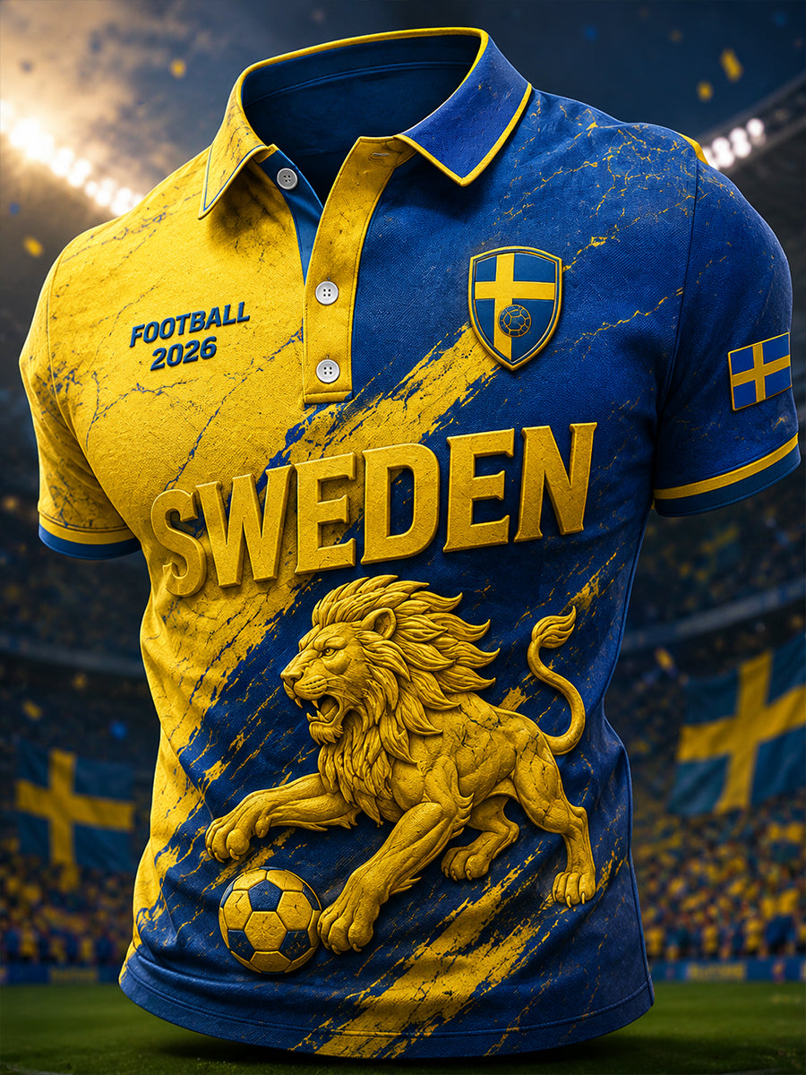 Manspolotröja med korta ärmarna och fotbollslövryttning