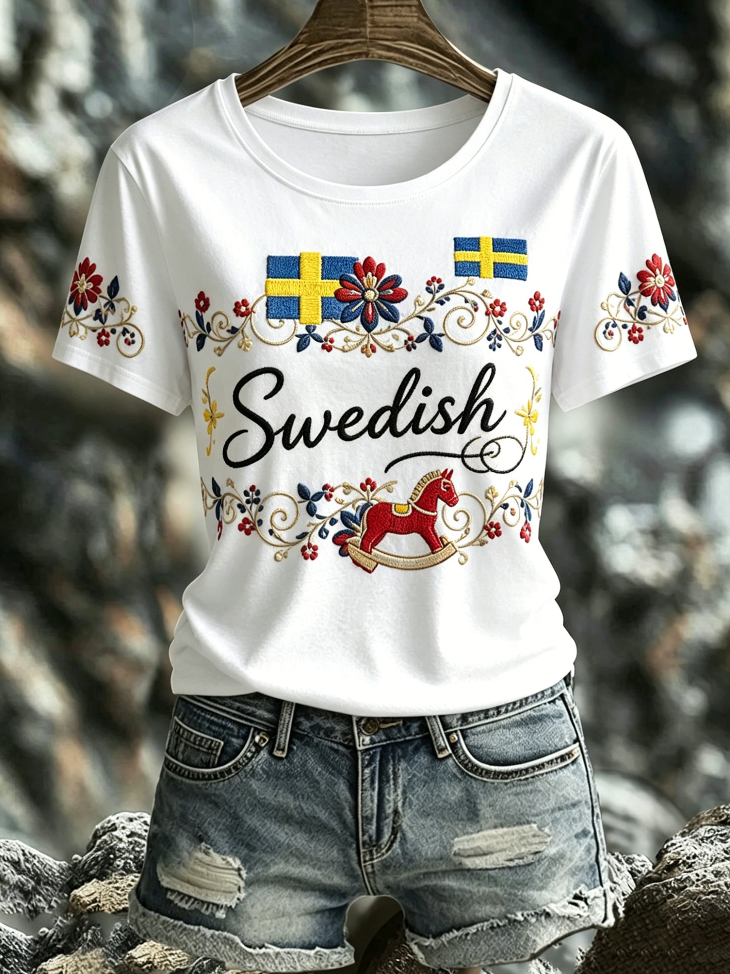 Dammens svenska midsommarminneskonsttryck T-shirt