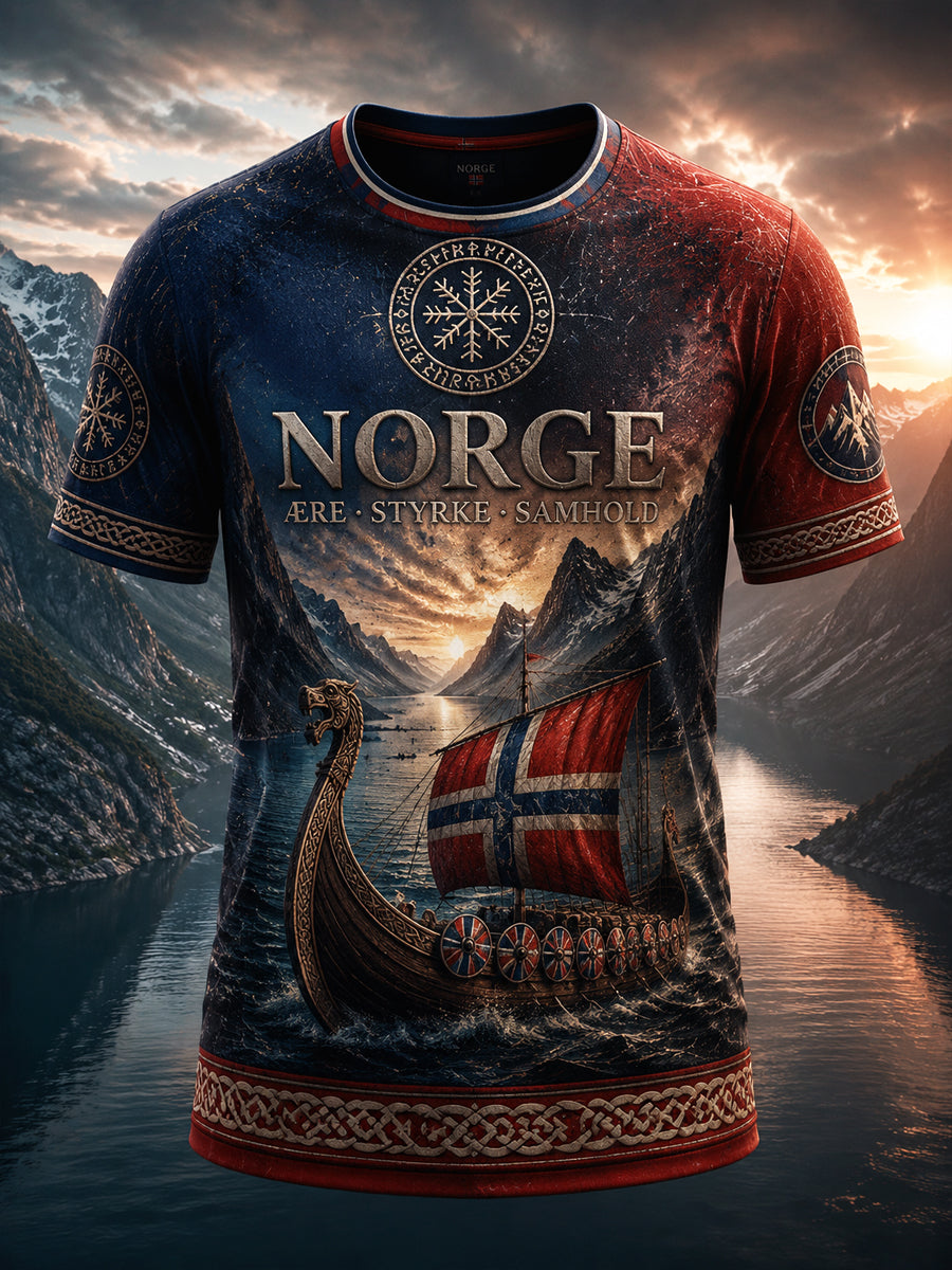 Retro norsk «Framover» fotballavslappet t-skjorte