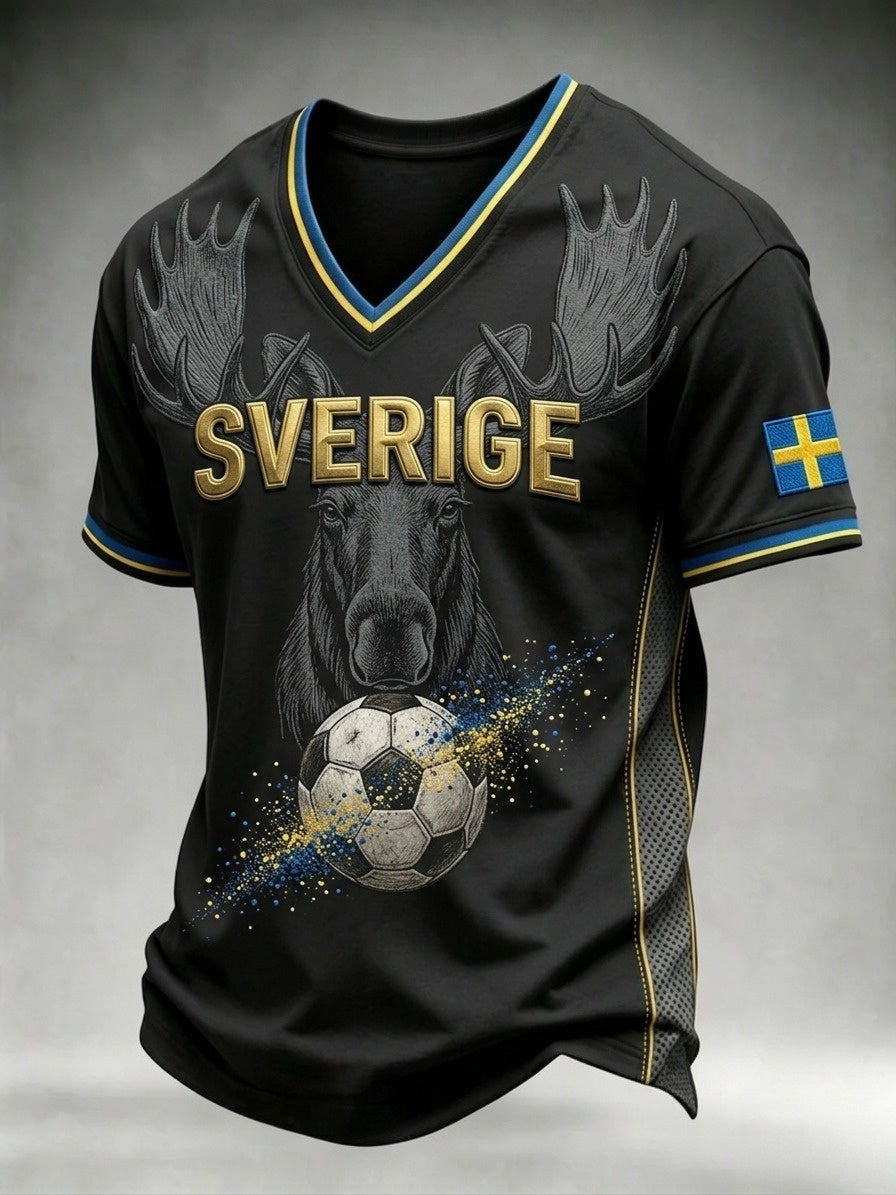 Herrar Retro Svensk Fotbollslärd 2026 Tryckt Avslappnad T-shirt med Kort Ärm
