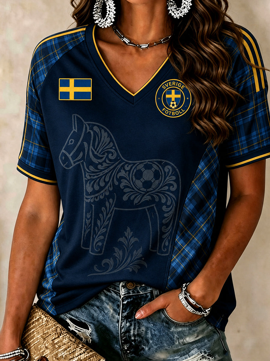 Retro svensk fotbollsfan konsttryck avslappnad topp