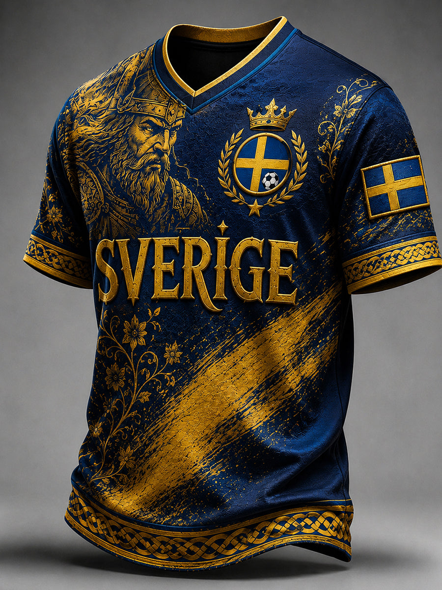 Retro svensk fotbollsfan-konsttryck avslappnad tröja