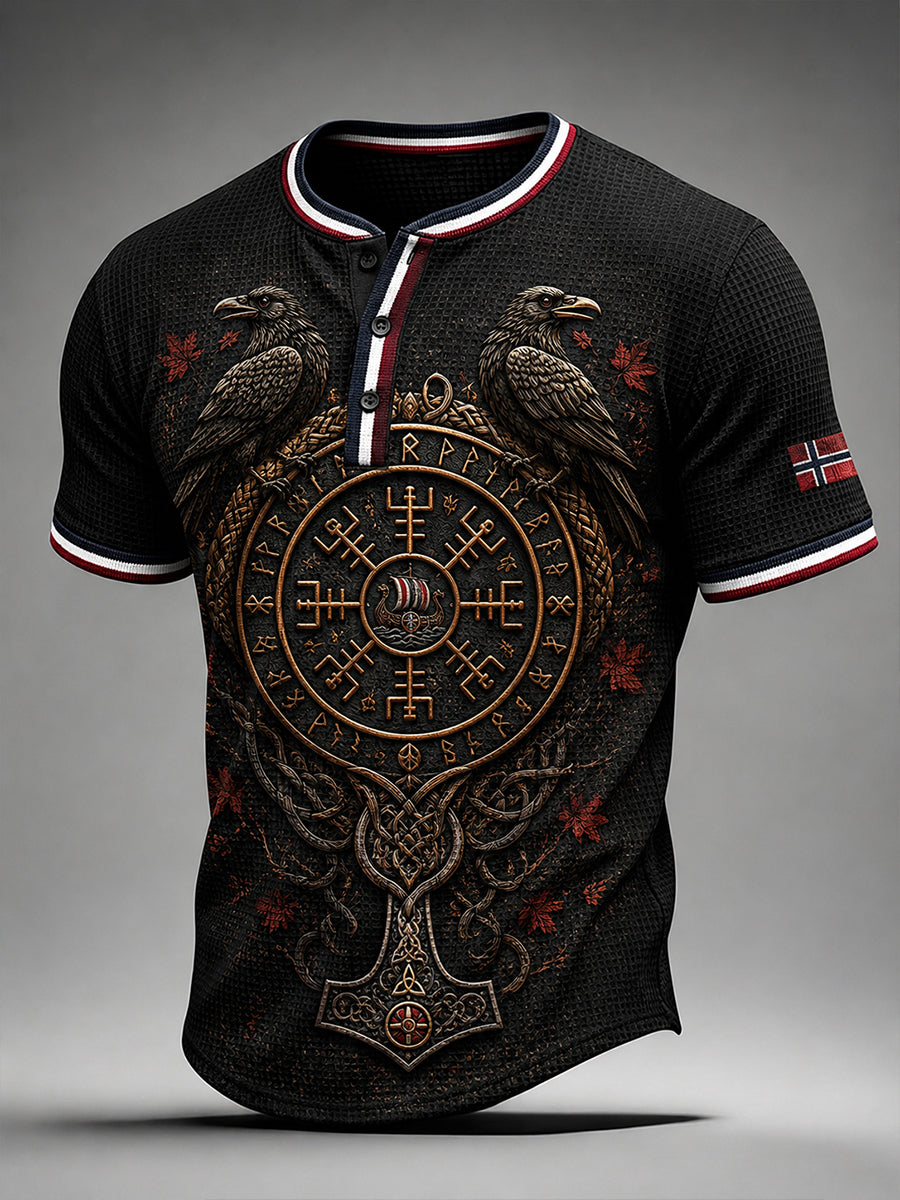 Retro nordisk norsk viking skandinavisk kunsttrykk uformell poloskjorte