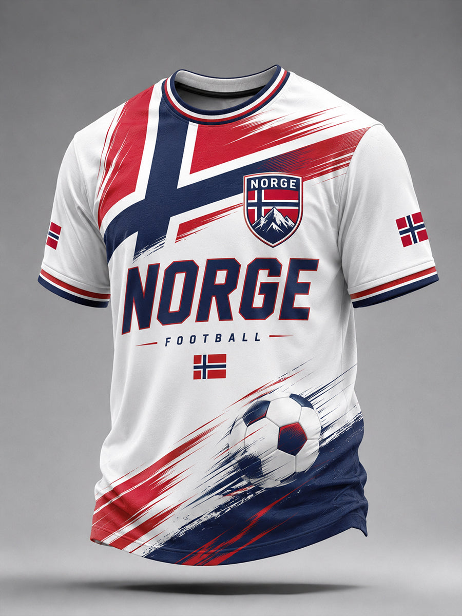 Retro norsk fotballfan-kunsttrykk avslappet drakt