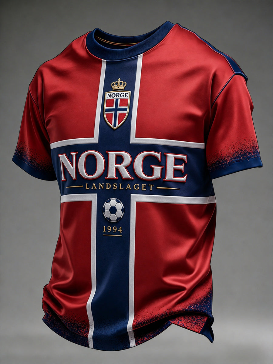 Retro norsk fotballfan-kunsttrykk avslappet drakt