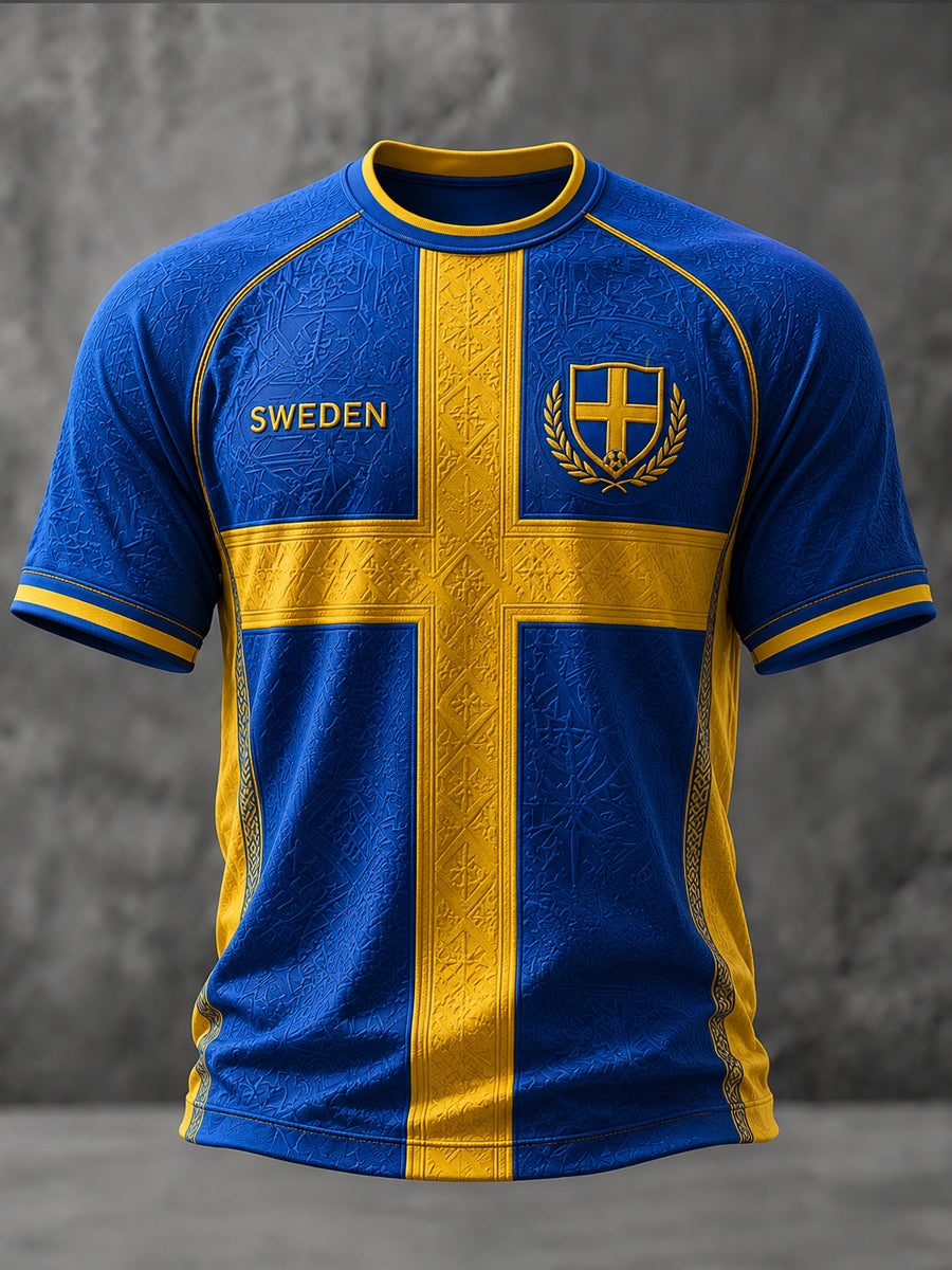 Herrligan svensk fotboll tryckt ledig t-shirt med korta ärmarna