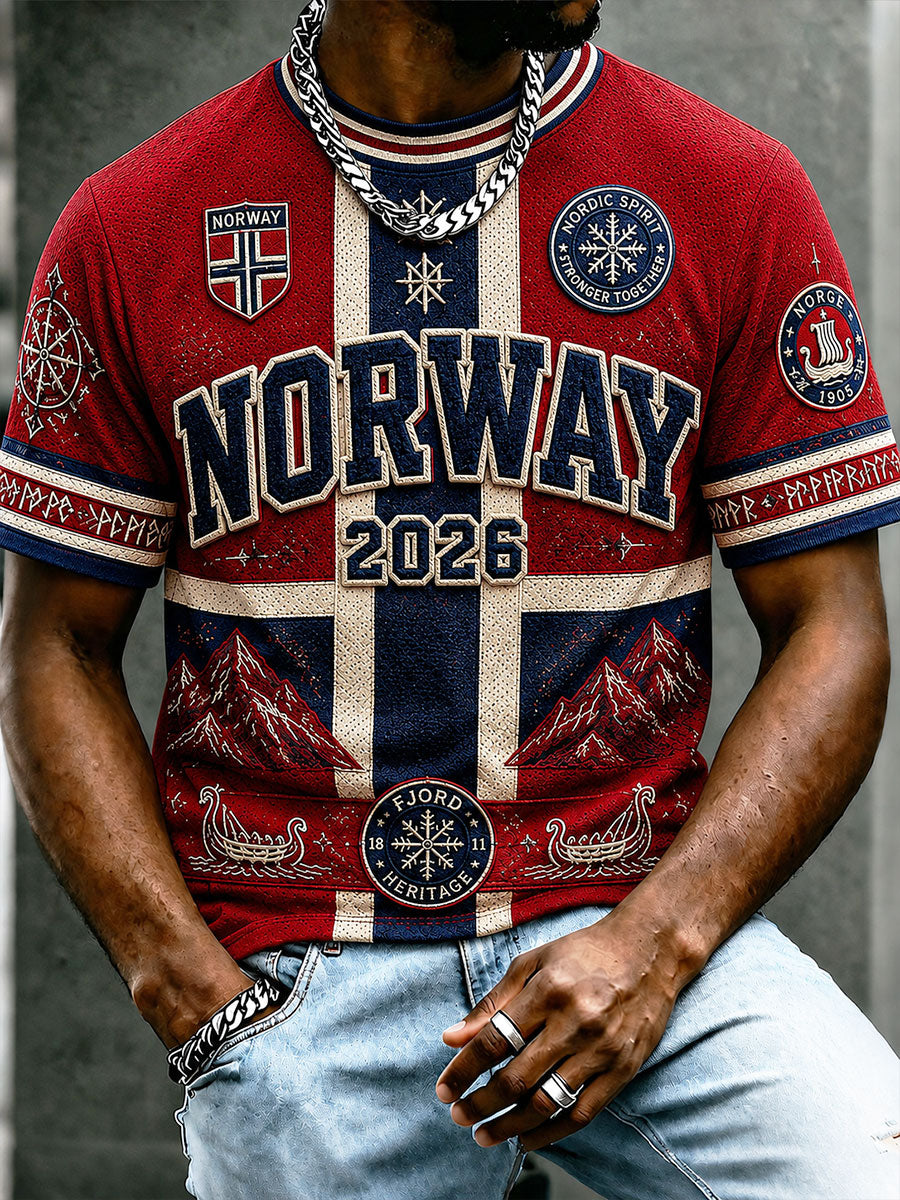 Herrer Norge Fotball Fritids Sportstil Unisex T-skjorte