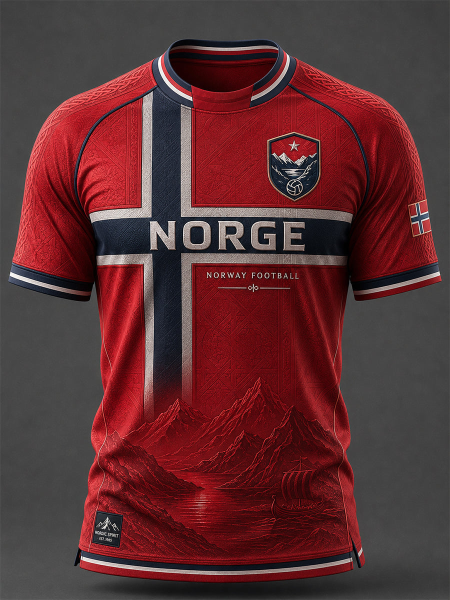 Retro norsk fotballfan-kunsttrykk avslappet drakt