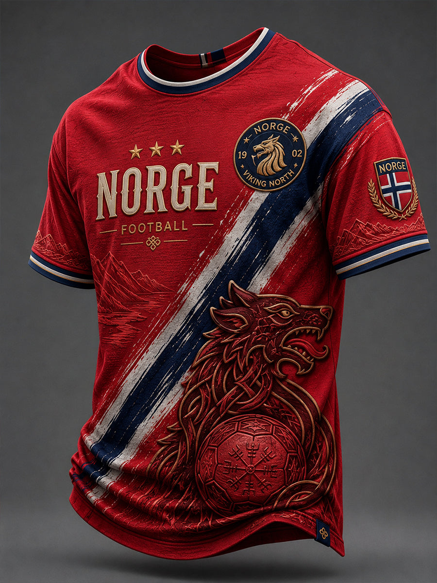 Retro norsk fotballfan-kunsttrykk avslappet drakt