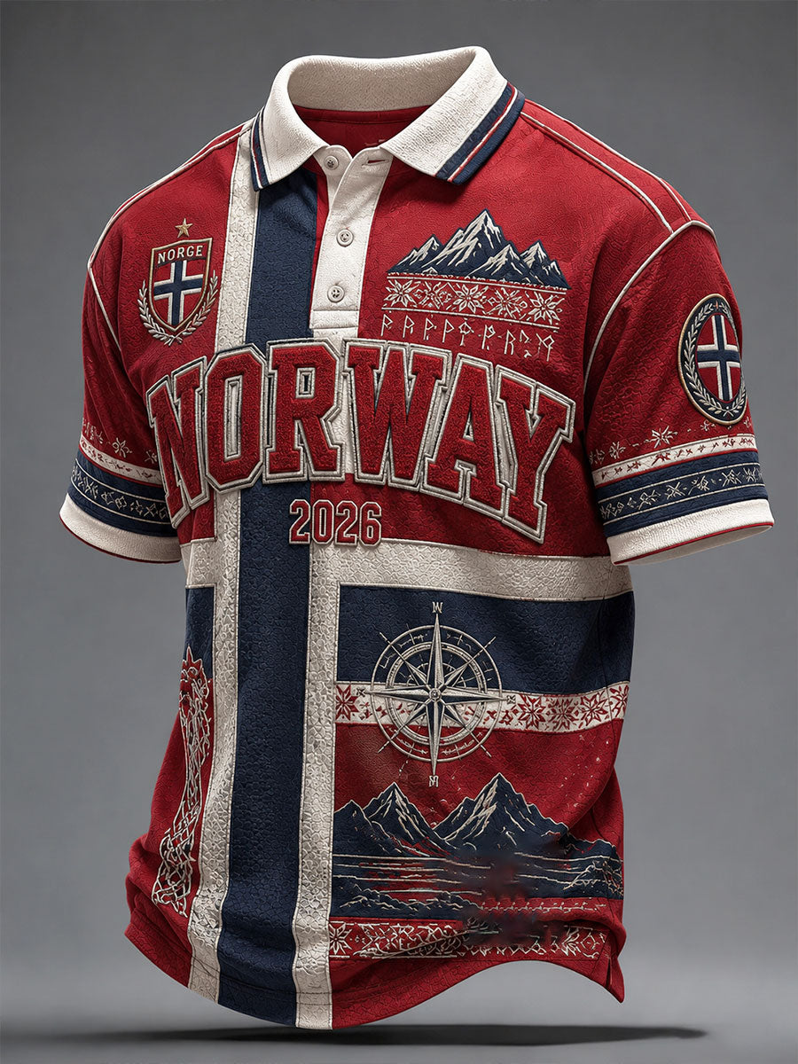 Herre-Norge fotball uformell sportsstil unisex-poloskjorte