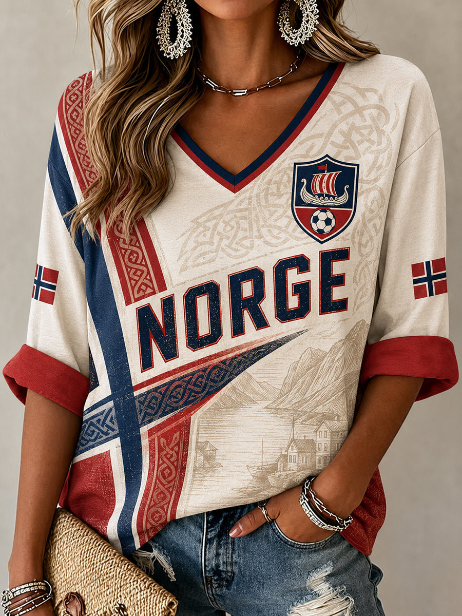 Retro norsk fotballfan-kunsttrykk avslappet drakt
