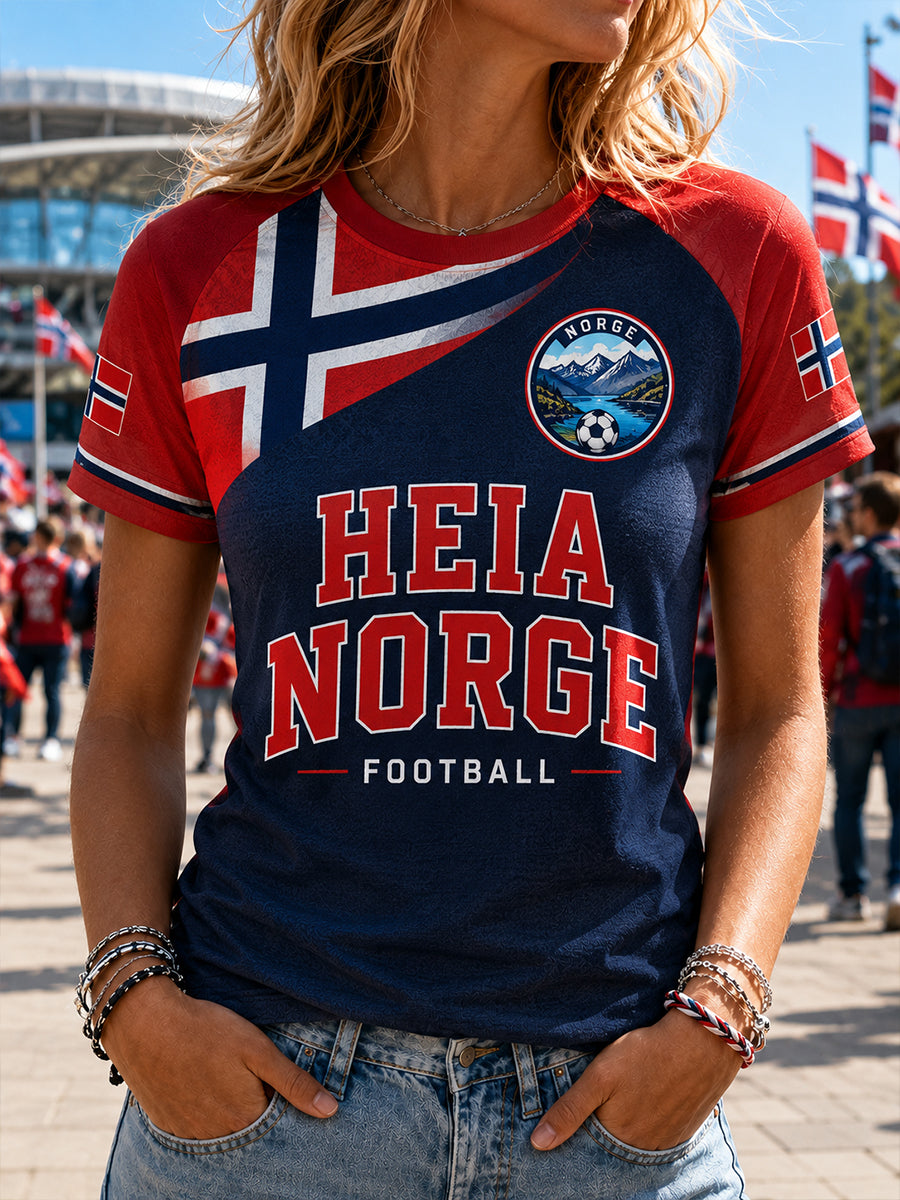 Retro norsk fotballfan-kunsttrykk avslappet drakt