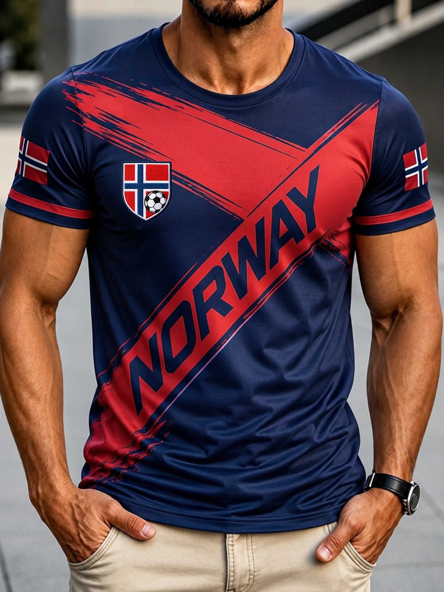 Menns norsk fotballkamp heiar-element kunsttrykk T-skjorte