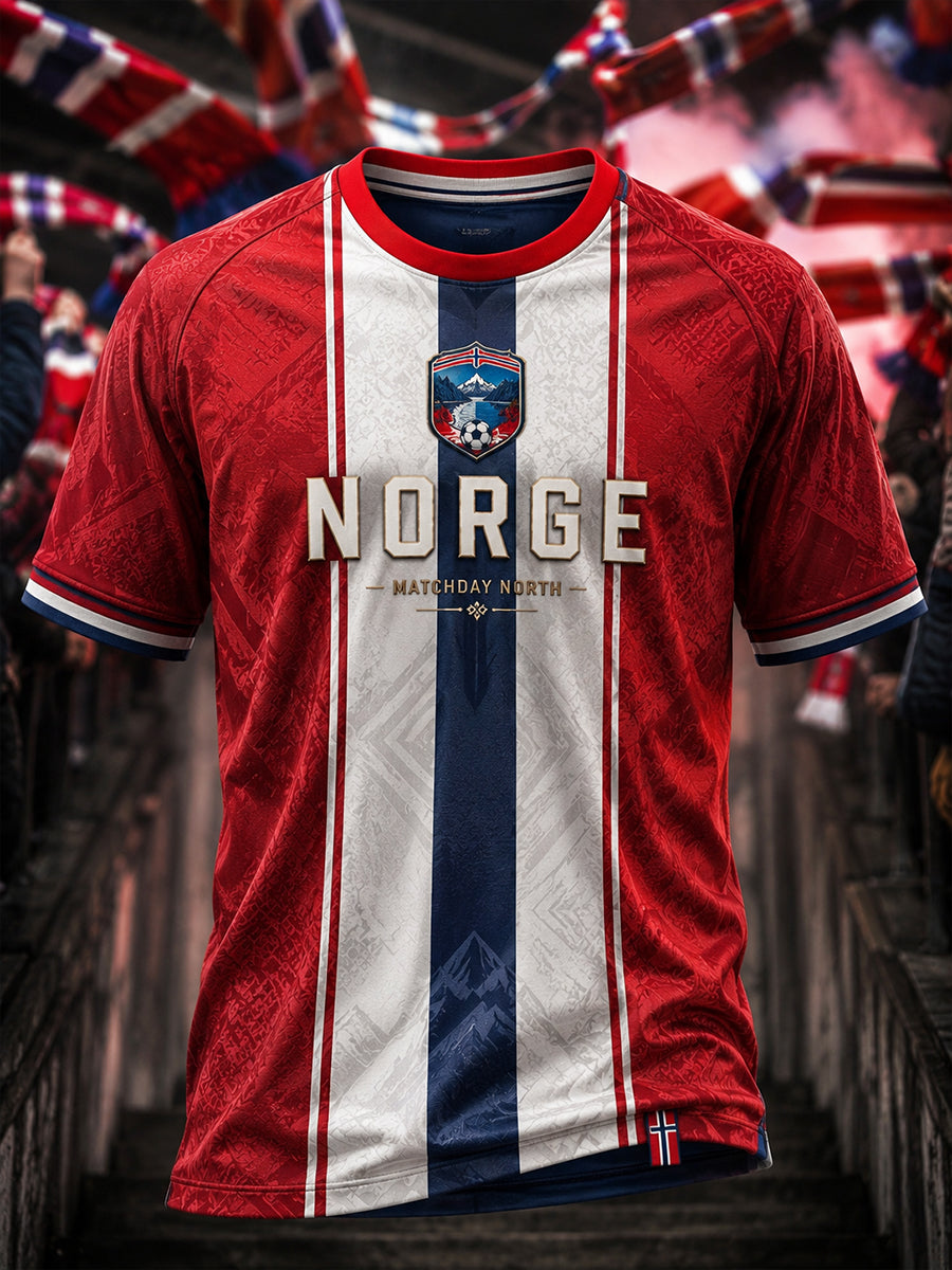 Retro norsk fotballfan-kunsttrykk avslappet drakt