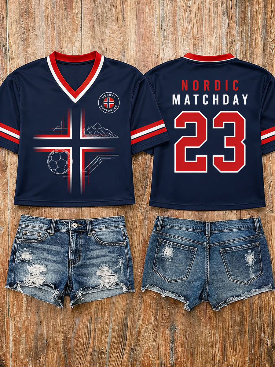 Retro norsk fotballfan-kunsttrykk avslappet drakt