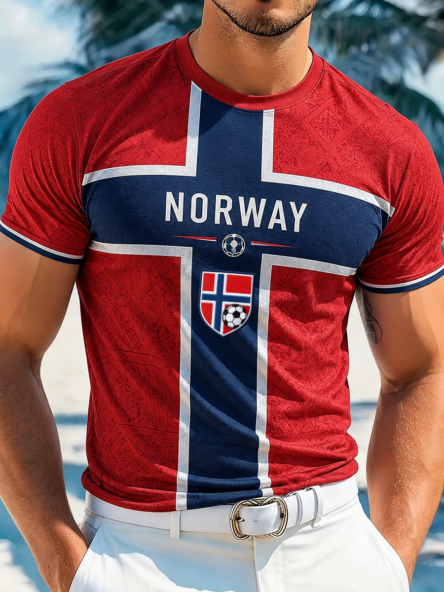 Menns norsk fotballkamp heiar-element kunsttrykk T-skjorte