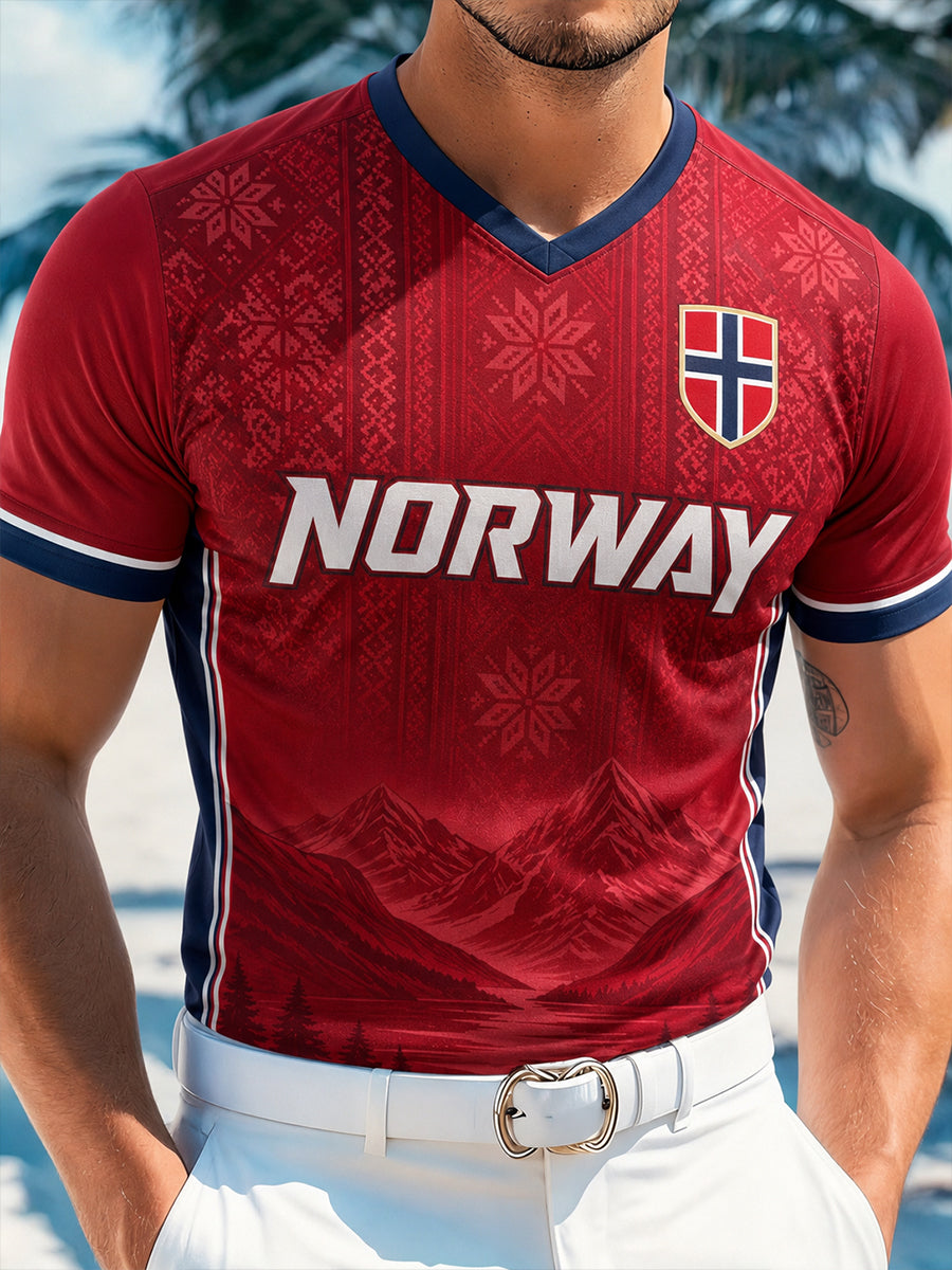 Menns norsk fotballkamp heiar-element kunsttrykk T-skjorte