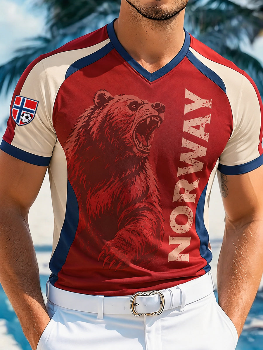 Menns norsk fotballkamp heiar-element kunsttrykk T-skjorte