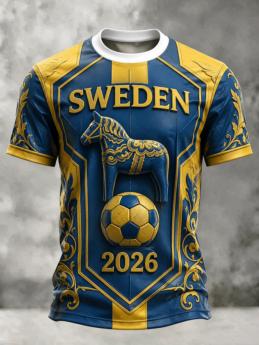 Herrtröja i svensk inspirerad fotbollsstil