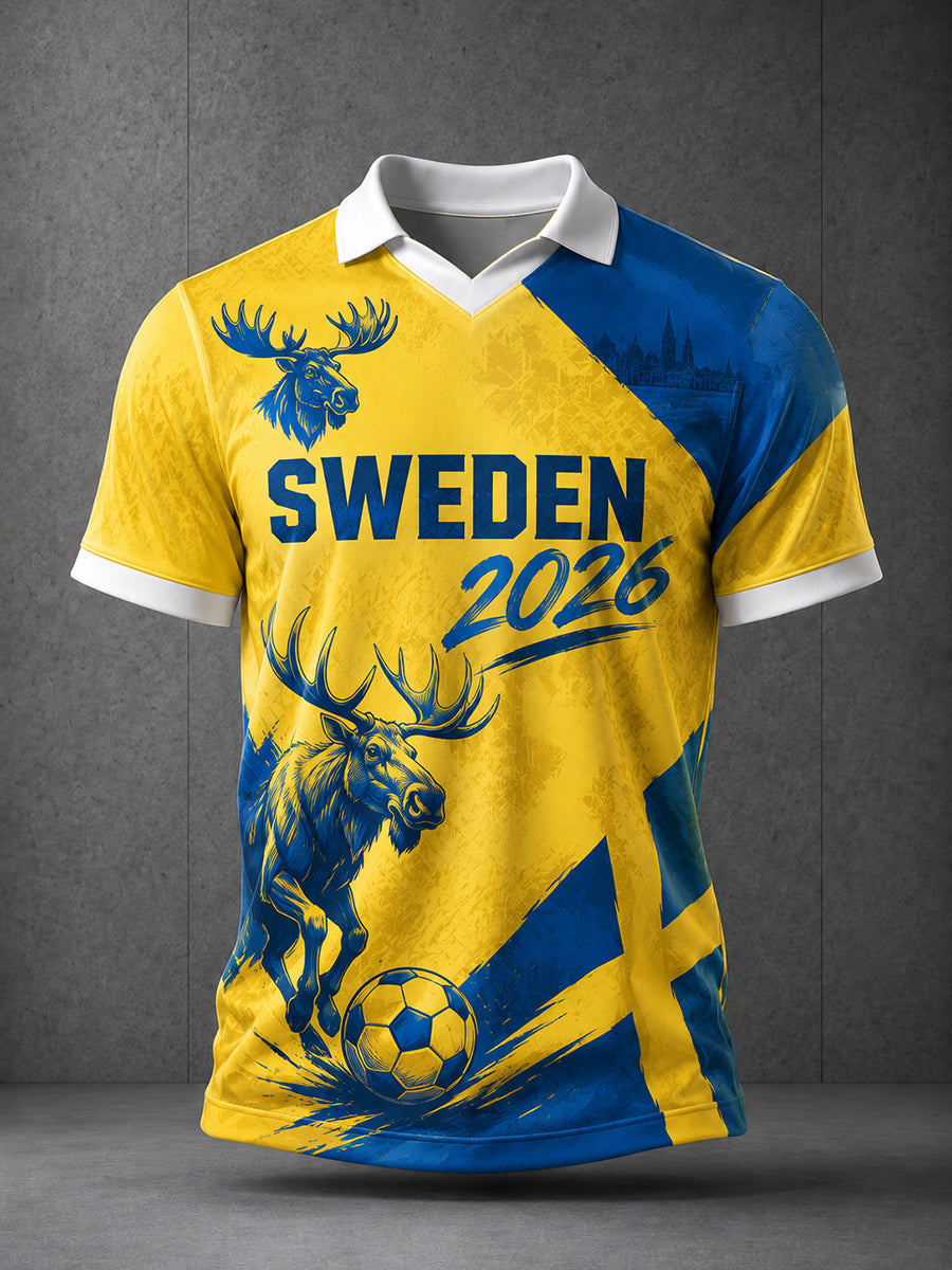 Herrtröja i svensk inspirerad fotbollsstil