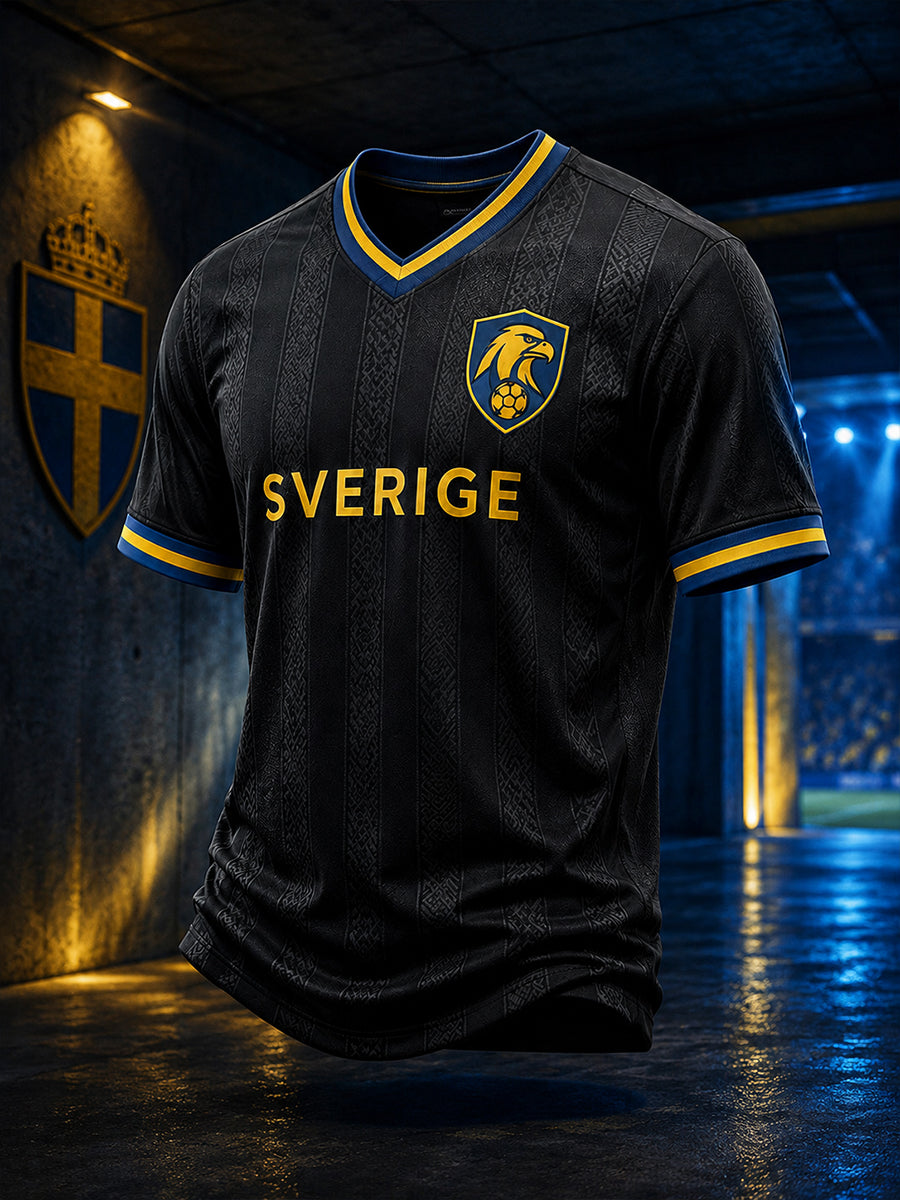 Retro svensk fotbollsfan-konsttryck avslappnad t-shirt